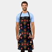 Mexicaans Bright Floral Folk Art, gepersonaliseerd Schort (Gedragen)