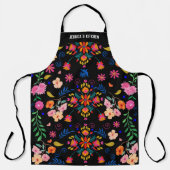 Mexicaans Bright Floral Folk Art, gepersonaliseerd Schort (Voorkant)