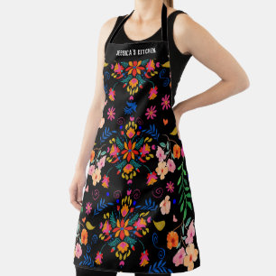 Mexicaans Bright Floral Folk Art, gepersonaliseerd Schort