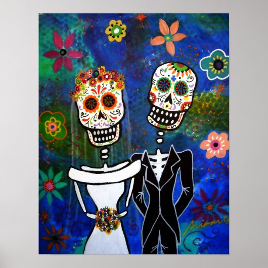 Mexicaans bruiloft Folk Art Painting Poster (Voorkant)