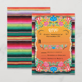 Mexicaans bruiloft Rug en Floral RSVP (Voorkant / Achterkant)