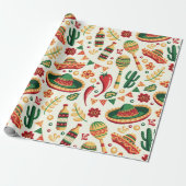 Mexicaans Cinco De Mayo-patroon Cadeaupapier (Uitgerold)