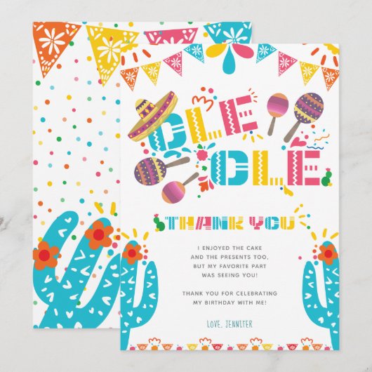 Mexicaans Dank je Feest Cactus Kaart (Voorkant / Achterkant)