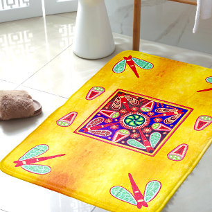 Mexicaans decor Huichol Golden en Paarse kunstpatr Badmat
