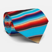 Mexicaans deken stropdas turquoise blauw (Opgerold)