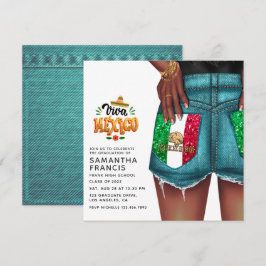 Mexicaans denim meisjes afstudeerfeest uitnodiging