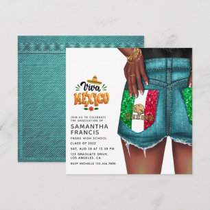 Mexicaans denim meisjes afstudeerfeest uitnodiging