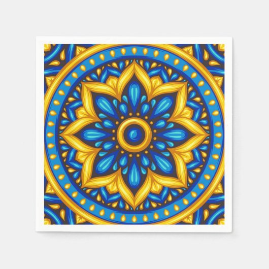 Mexicaans design van blauw en geel servet (Voorkant)