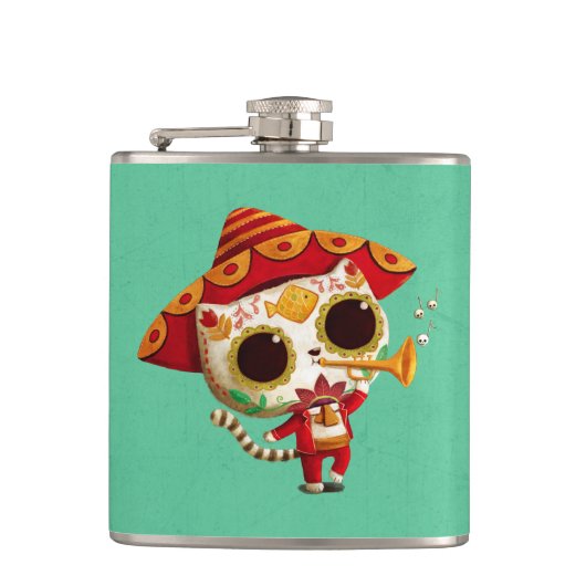 Mexicaans El mariachi Cute Cat Heupfles (Voorkant)