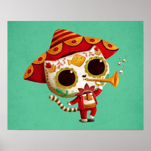 Mexicaans El mariachi Cute Cat Poster (Voorkant)