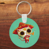 Mexicaans El mariachi Cute Cat Sleutelhanger (Voorkant)