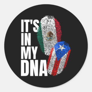 Mexicaans en Puerto Ricaans DNA Mix Flag erfgoed Ronde Sticker