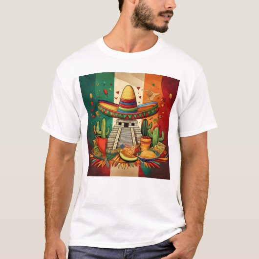 Mexicaans erfgoed en Fiesta kunstwerken T-shirt (Voorkant)