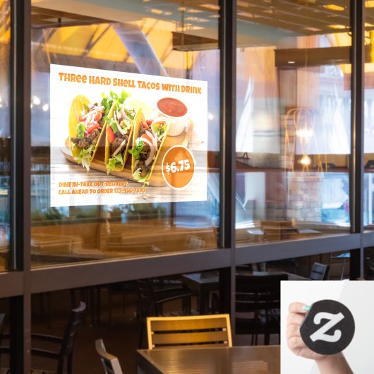 Mexicaans eten aanpassen harde schelp taco's drank raamsticker (Restaurant Raam)