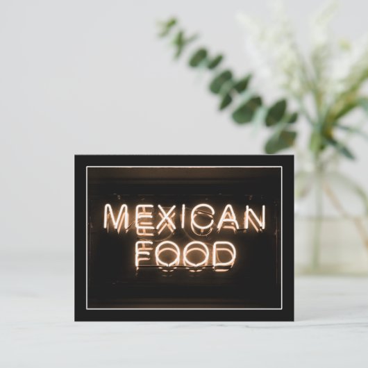 MEXICAANS ETEN - Geel neonteken Briefkaart (Staand voorkant)