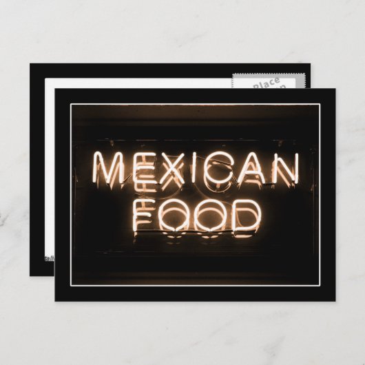 MEXICAANS ETEN - Geel neonteken Briefkaart (Voorkant / Achterkant)