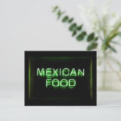 MEXICAANS ETEN - Green Neon Sign Briefkaart (Staand voorkant)