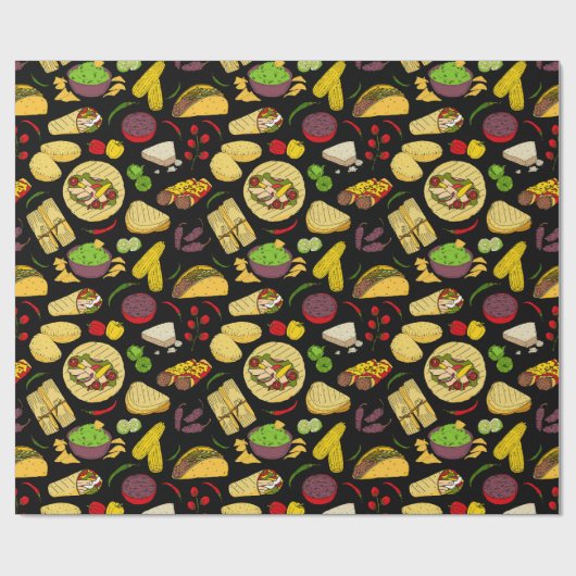 Mexicaans eten patroon cadeaupapier (Vlak)