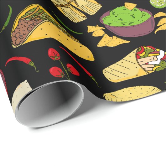 Mexicaans eten patroon cadeaupapier (Rol Hoek)
