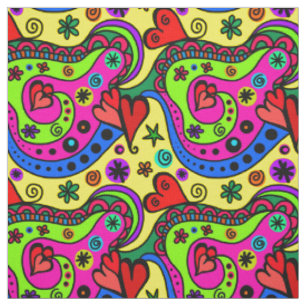 Mexicaans etnisch hart abstract patroon rood geel stof