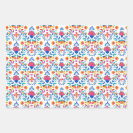 Mexicaans etnisch volksbloemetjespatroon inpakpapier vel