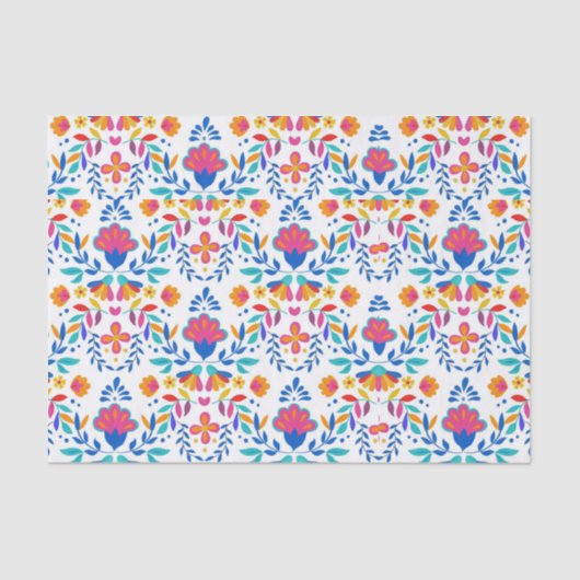 Mexicaans etnisch volksbloemetjespatroon tissuepapier (Voorkant)