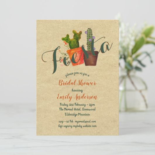 Mexicaans Feest Bruidsmeisjesfeest Rustieke Cactus Kaart (Staand voorkant)