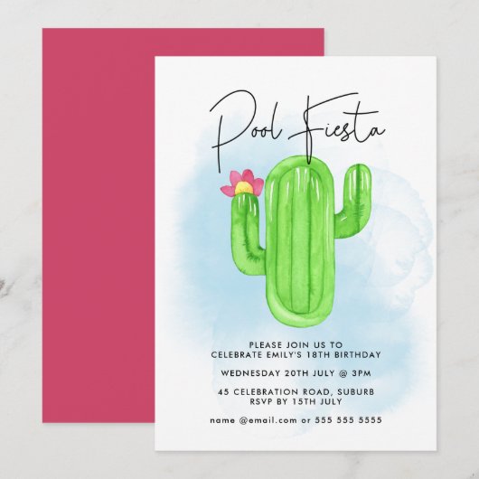 Mexicaans Feest Cactus Zwembad Feest Verjaardag vo Kaart (Voorkant / Achterkant)