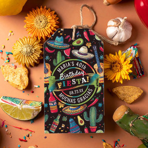 Mexicaans Feest Elk Gelegenheid Patroon Zwart ID11 Cadeaulabel