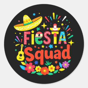 Mexicaans feest grappig cinco de mayo fiesta squad ronde sticker