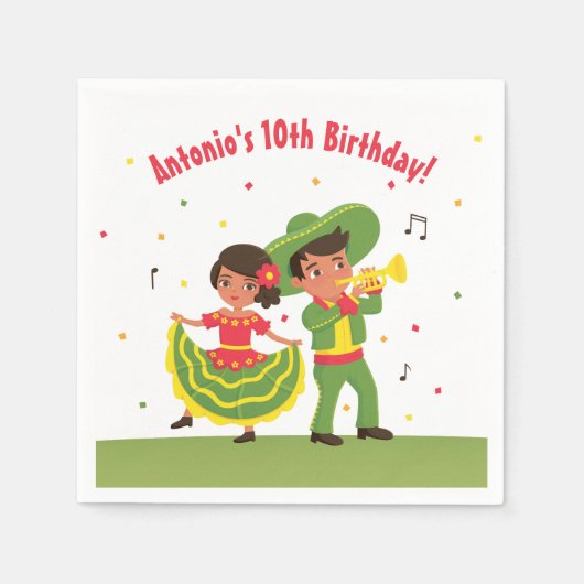 Mexicaans Feest Hispanic Kinderen Verjaardagsfeest Servet (Voorkant)