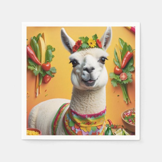 Mexicaans Feest Schattige Llama Servet (Voorkant)