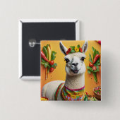 Mexicaans Feest Schattige Llama Vierkante Button 5,1 Cm (Voorkant /achterkant)