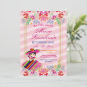 Mexicaans feest voor bloemenmeisjes 1e verjaardag kaart (Staand voorkant)