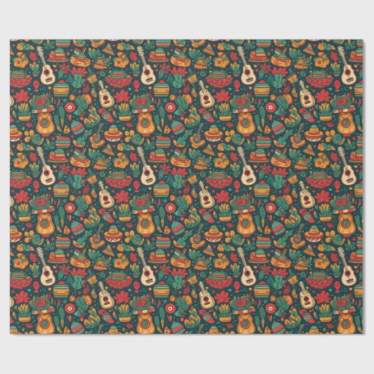 Mexicaans feestpatroon cadeaupapier (Vlak)