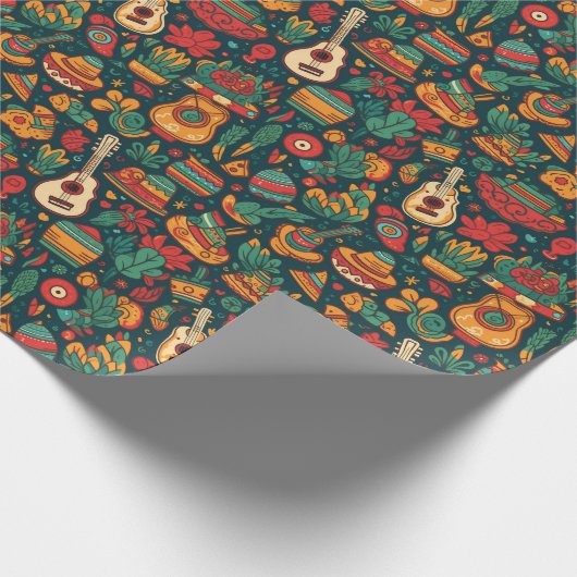 Mexicaans feestpatroon cadeaupapier (Hoek)