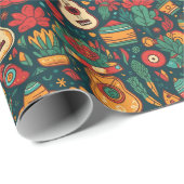 Mexicaans feestpatroon cadeaupapier (Rol Hoek)