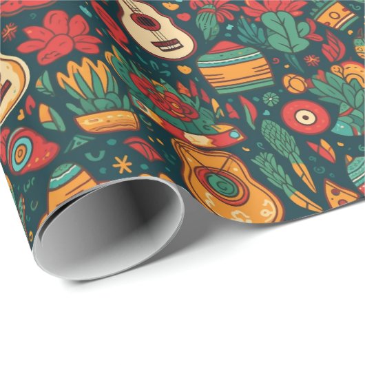Mexicaans feestpatroon cadeaupapier (Rol Hoek)