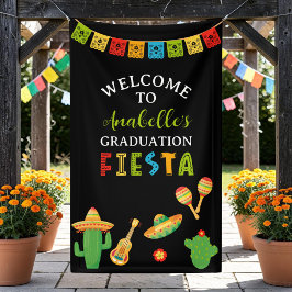 Mexicaans Fiesta Afstudeerfeest Zwart Welkom Spandoek