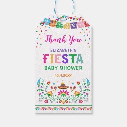 Mexicaans Fiesta Baby shower Bruidsfeestgunsten Cadeaulabel (Voorkant)