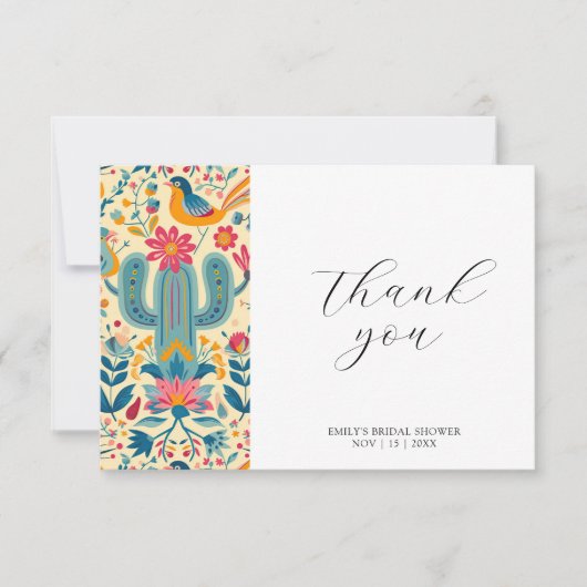 Mexicaans Fiesta Bloem Bruidsdouche  Bedankkaart (Voorkant)