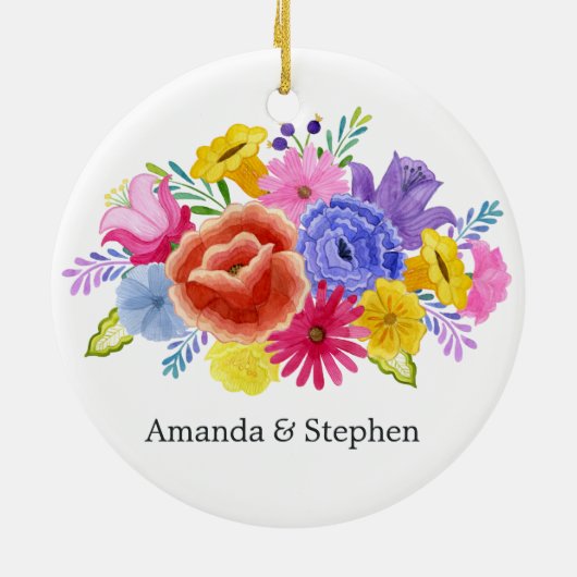 Mexicaans Fiesta Bloem Bruiloft Keramisch Ornament (Achterkant)