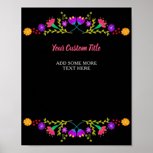 Mexicaans Fiesta Bloem Elke Aangepaste Tekst Poster (Voorkant)