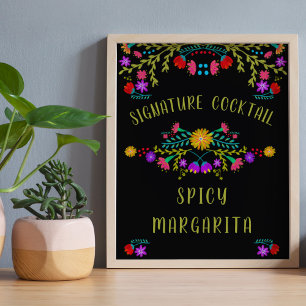 Mexicaans Fiesta Bloem Signature Cocktail Bar Bord Poster