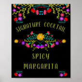 Mexicaans Fiesta Bloem Signature Cocktail Bar Bord Poster (Voorkant)