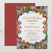 Mexicaans Fiesta Bloem Sweet 16  Kaart (Voorkant / Achterkant)