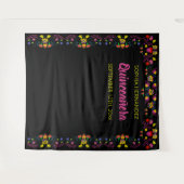 Mexicaans Fiesta Bloem Zwart Feest Fotobackdrop Wandkleed (Voorkant (horizontaal))