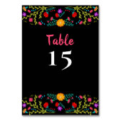 Mexicaans Fiesta Bloemen Zwart Diner Kaart (Voorkant)