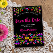  Mexicaans Fiesta Bloemen Zwart en Roze Save The Date
