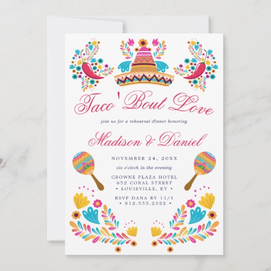 Mexicaans Fiesta Bloemensombrero Oefenavondmaal Kaart (Voorkant)